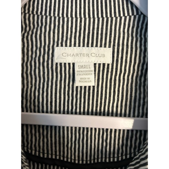 Women's Charter Club Cotton Blazer Striped Jacket. SZ S. - Picture 3 of 3